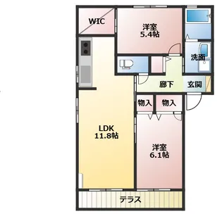 2LDKの間取り画像