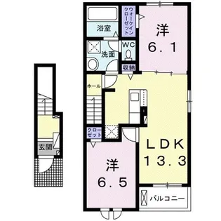 ルルディ モトヤマB【2階】の間取り