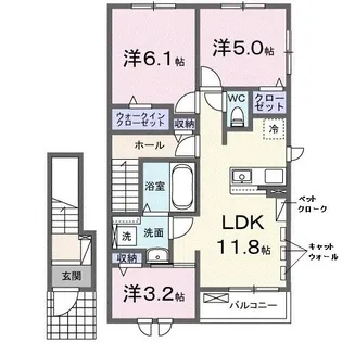 ソレイユいぬい【2階】の間取り