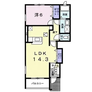 サンライト・カワサキB【1階】の間取り