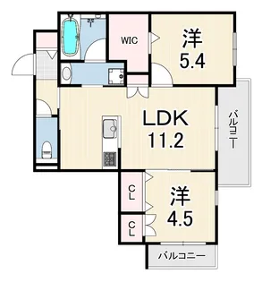 LA VITA西宮北口【3階】の間取り