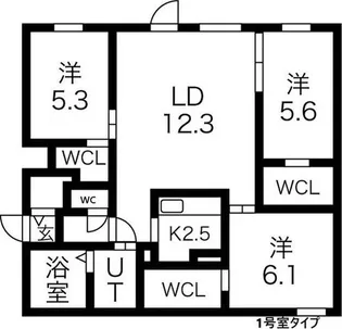 Le Clair minamimaruyama(ルクレールミナミマルヤ【1階】の間取り