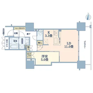 ローレルタワー堺筋本町【13階】の間取り