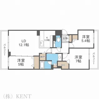 ブランズ円山北6条【5階】の間取り