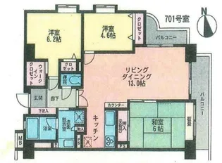 パシフィックパレス駒沢公園【7階】の間取り