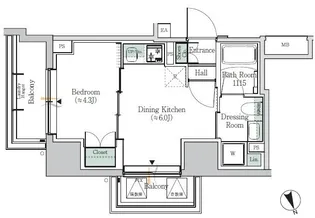 ONE ROOF RESIDENCE ASAKUSABASHI【6階】の間取り