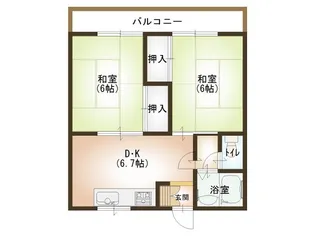 アカオハイツ【1階】の間取り