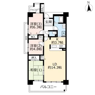 URシティコート下連雀【4階】の間取り