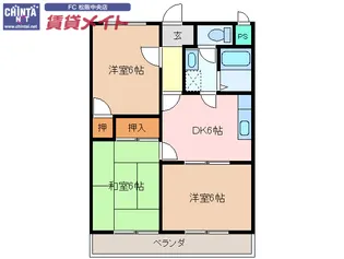 ラ・ブランシュ【1階】の間取り
