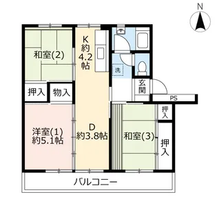 UR立川幸町【5階】の間取り