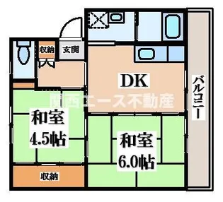 ビレッジハウス柏原【5階】の間取り