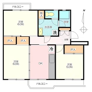 東坂戸団地27号棟【3階】の間取り
