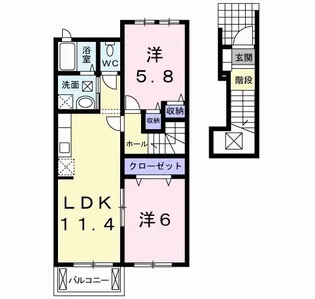 メゾンドフラン イシカラB【2階】の間取り