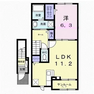 山口県防府市大字新田【アパート】の間取り