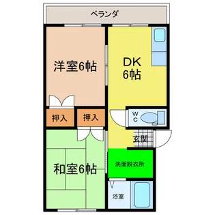 徳島県阿南市津乃峰町長浜【アパート】の間取り