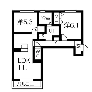 ワンウェーブ霞ヶ丘【2階】の間取り
