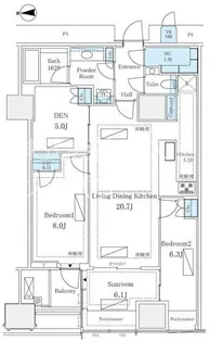 東京都港区三田1【マンション】の間取り