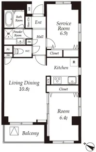 カスタリア目黒【1階】の間取り