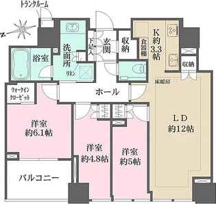 クラッシィタワー新宿御苑【11階】の間取り