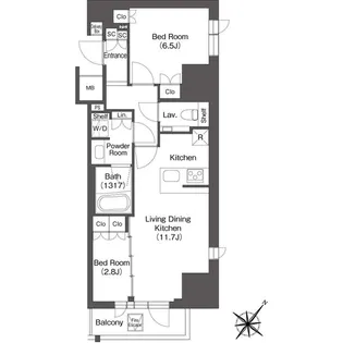 東京都渋谷区代々木2【マンション】の間取り