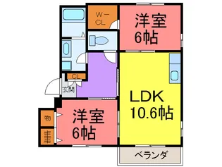 エスポワ-ルF【1階】の間取り
