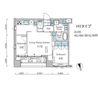 プライマル中央MINATO【6階】の間取り