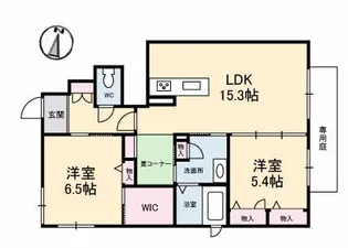 紫苑コート温品【1階】の間取り