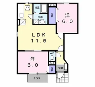 リスメゾンA棟【1階】の間取り