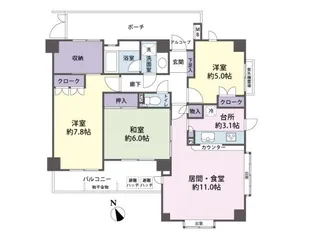 松戸中央公園パークホームズ【4階】の間取り