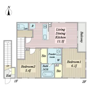 アンソレイエ ガーデン【2階】の間取り