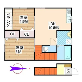 ひなたアパート【2階】の間取り