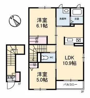 シャーメゾン富岡 A棟【2階】の間取り