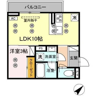 ディアライズ旭通り B棟【3階】の間取り