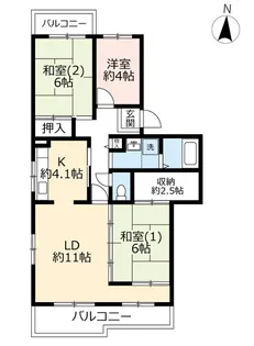 UR鹿の子台北ハイツ【1階】の間取り