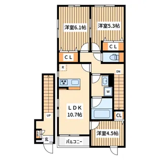 サン オットー ヒルズ D【2階】の間取り