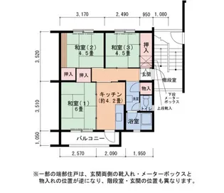 UR金剛団地 314号棟【2階】の間取り