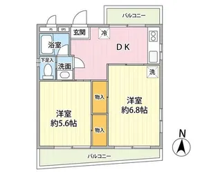 グリーンベルト北六番館【2階】の間取り