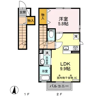 アオーラ泉B【2階】の間取り