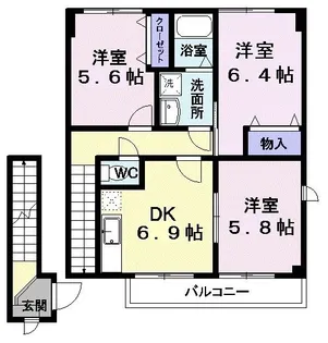 クレストール木場町B【2階】の間取り