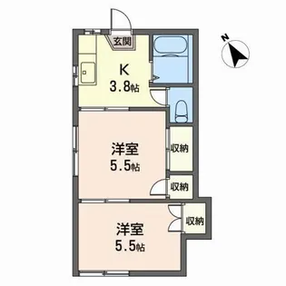 ルネカツヤマ【1階】の間取り