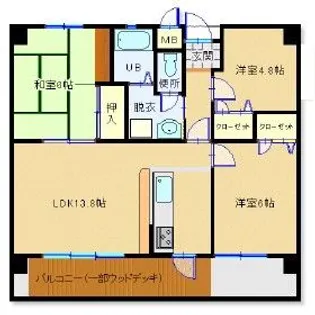 リバーロイヤル【4階】の間取り