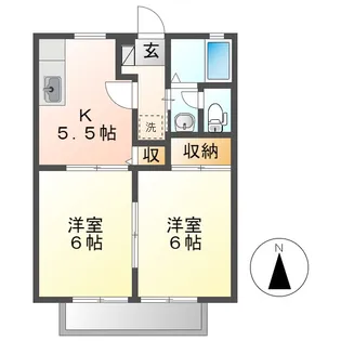 サンライフひろみねC【1階】の間取り