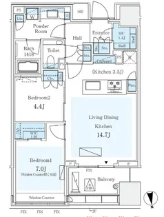東京都千代田区三番町【マンション】の間取り