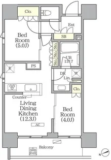 東京都荒川区西日暮里2【マンション】の間取り