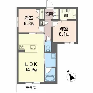 レフィシア城南【1階】の間取り