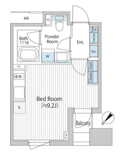 バウスフラッツ日本橋浜町【7階】の間取り