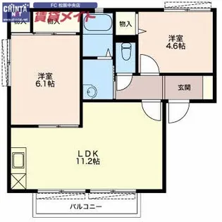 サウスヴィラB【2階】の間取り