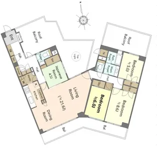 ルネ門前仲町パークステイツ【8階】の間取り