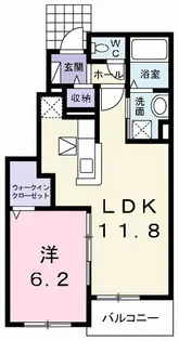 ル・クレール上街A【1階】の間取り