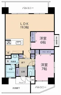 プレサンスロジェ泊レーヴ【9階】の間取り